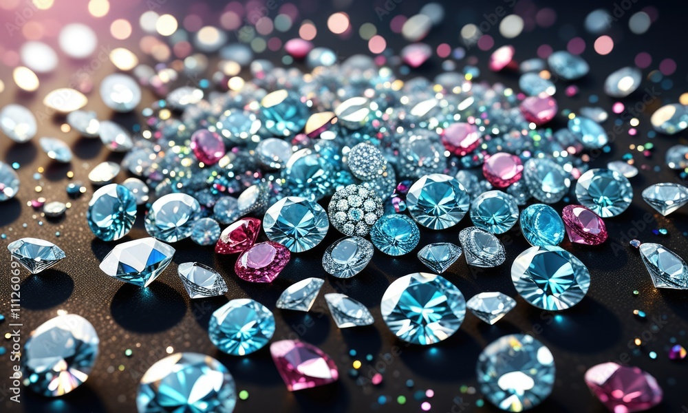 Vibrant gemstones: sparkling collection of blue and pink jewels Vibrant gemstones: sparkling collection of blue and pink jewels
