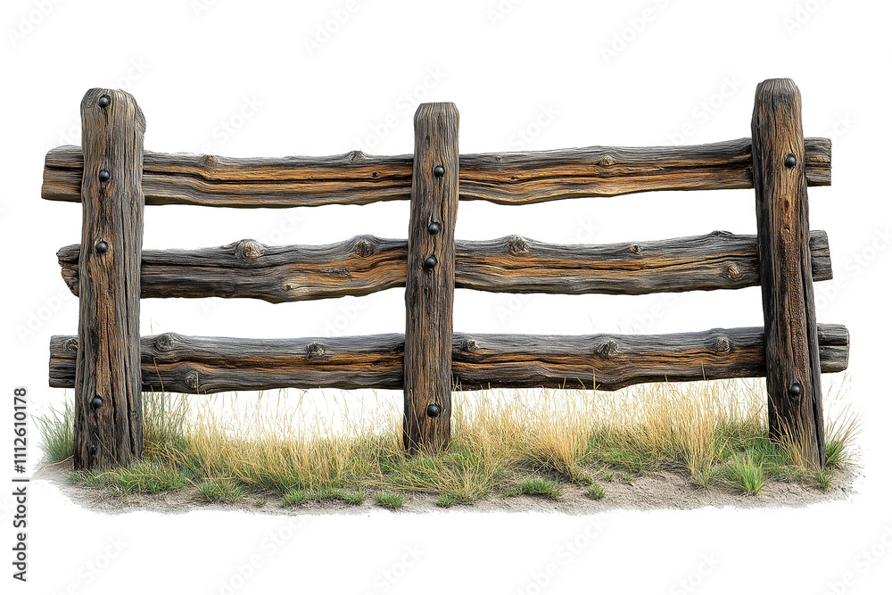 Fototapeta premium Wooden Fence Isolated on Transparent Background PNG