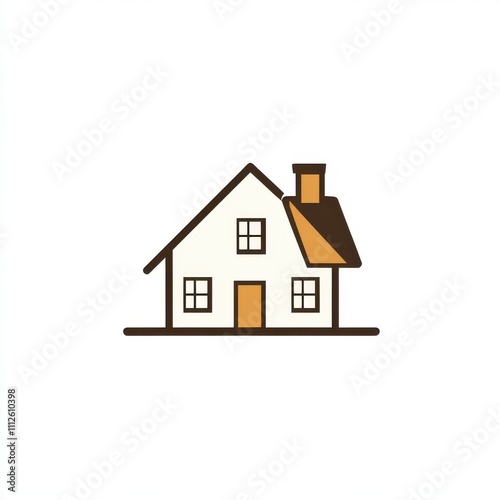 A simple and charming illustration of a house with a chimney, perfect for home, real estate, and design projects.