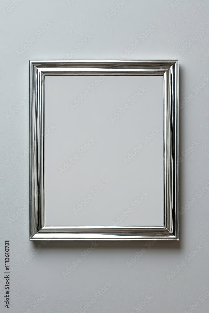 Silver frame on gray background, space for text