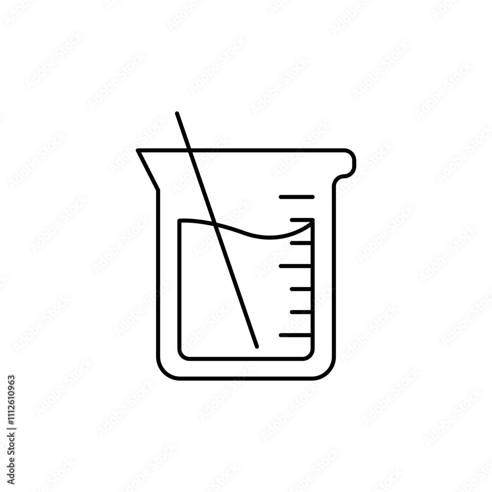 Outline icon of a test measuring cup, for Flask.