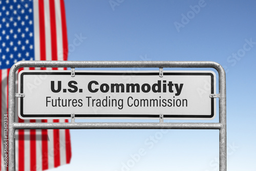 Metal sign with US flag; U.S. Commodity Futures Trading Commission (CFTC), (symbolic image) photo