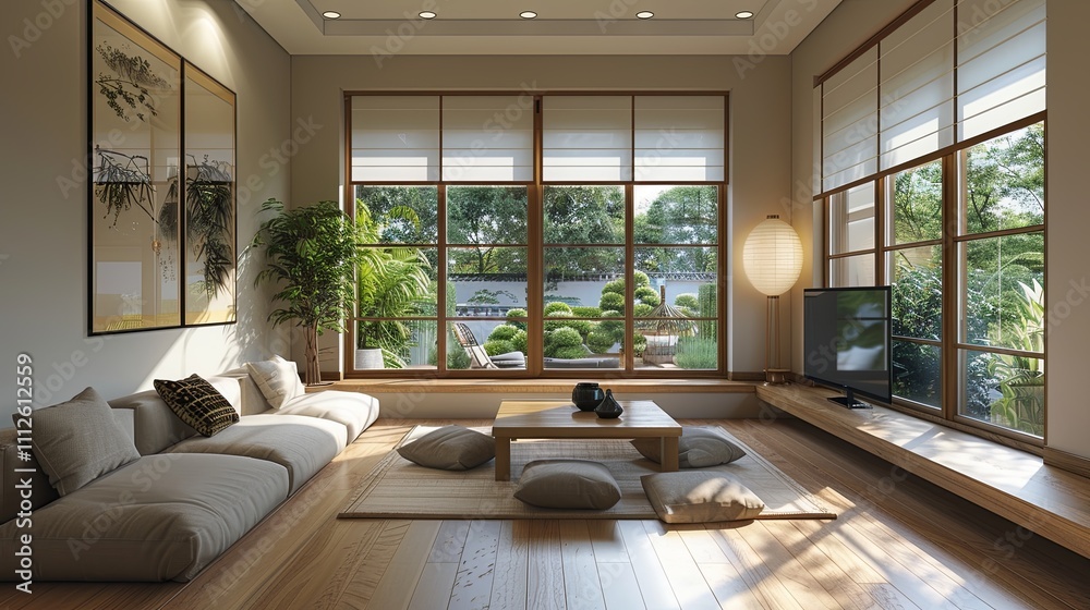 Stylish Minimalist bedroom with natural light, plants, and wooden furniture. Stylish Minimalist bedroom with natural light, plants, and wooden furniture.
