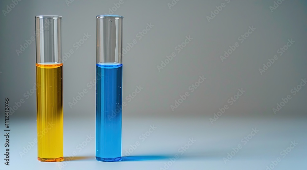 Three Test Tubes with Colorful Liquids, Representing Chemical Analysis in a Laboratory Three Test Tubes with Colorful Liquids, Representing Chemical Analysis in a Laboratory