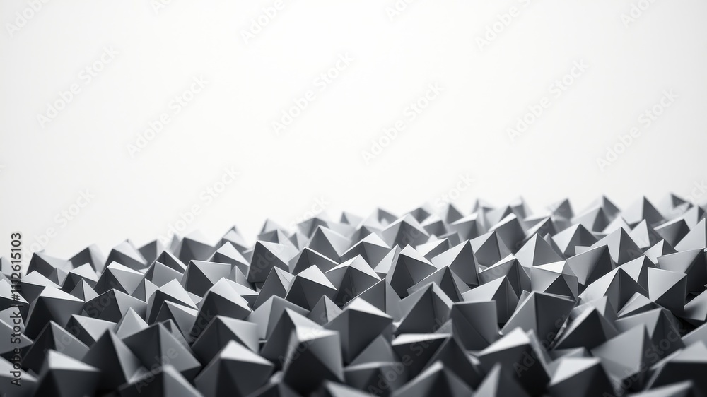 Obraz premium Abstract Geometric Pattern of Interlocking Grey Pyramids with a Minimalistic White Background