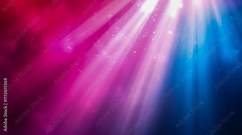 Obraz premium Vibrant Abstract Background with Colorful Light Rays Shining Through a Gradient of Pink and Blue Hues for Creative Projects