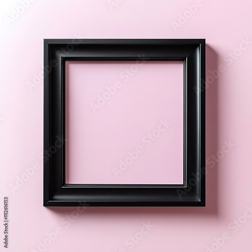 Black frame on pink background, minimalistic and modern.