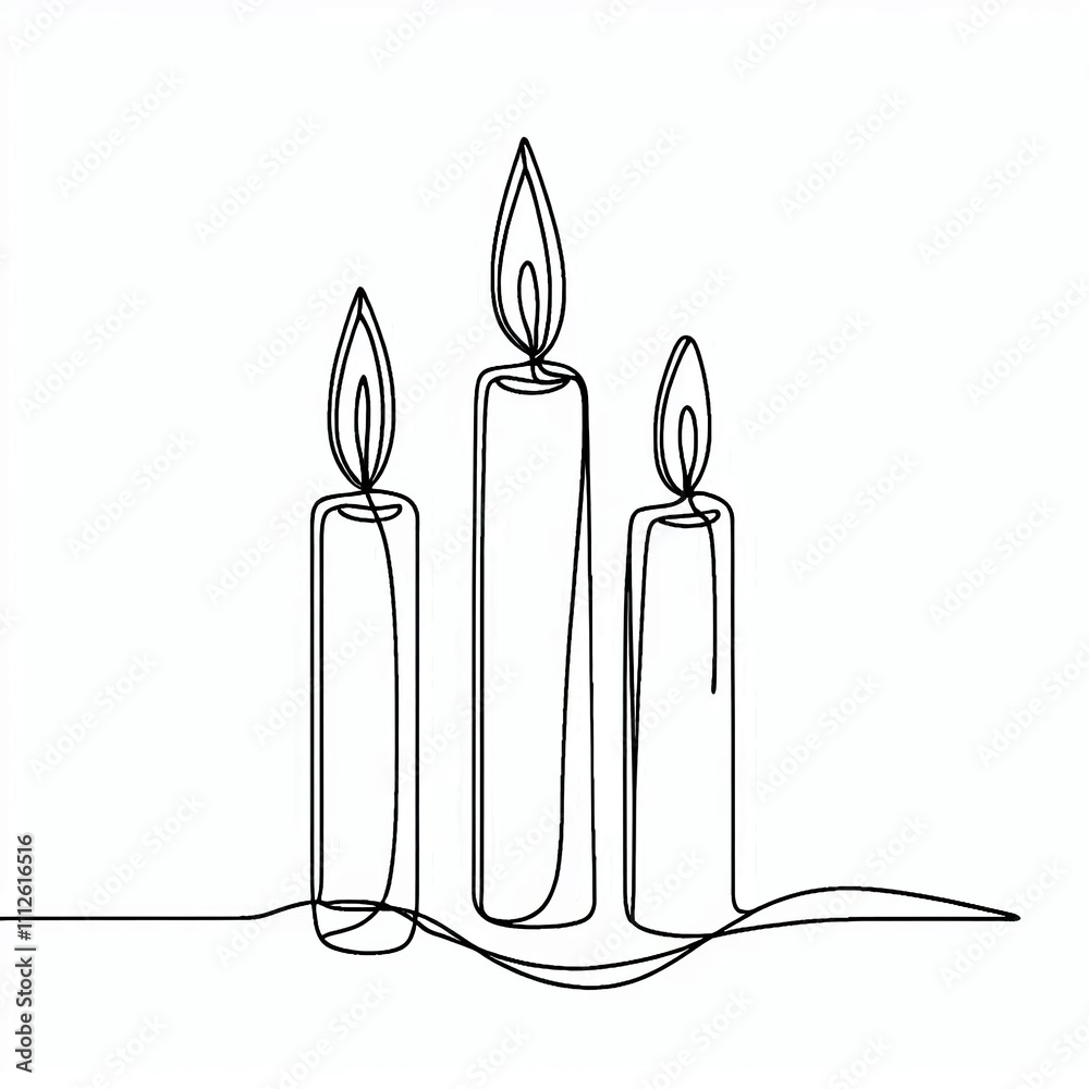 lit candle thin lines flat colors lit candle thin lines flat colors