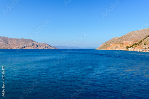 Obraz na płótnie Scenic landscape of Aegean Sea. Symi island, Dodecanese, Greece w salonie