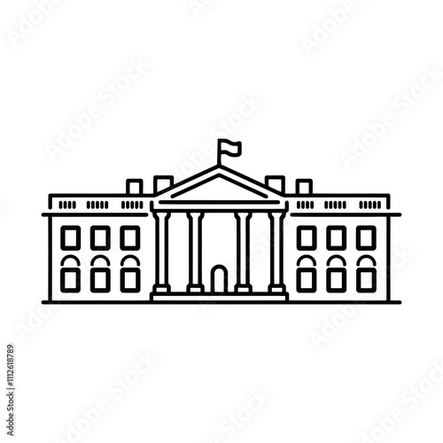 White house USA icon, outline style