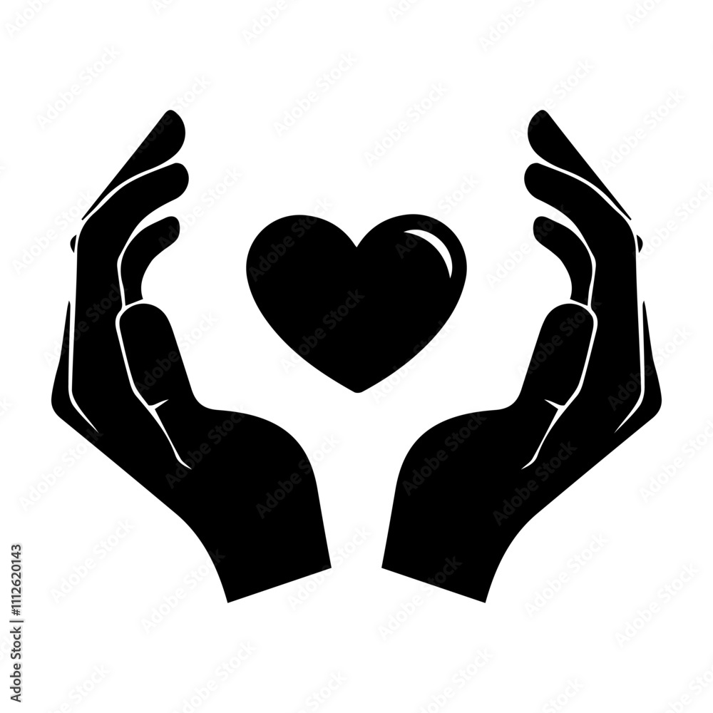 Hands holding heart icon. Simple filled hands holding heart icon Hands holding heart icon. Simple filled hands holding heart icon