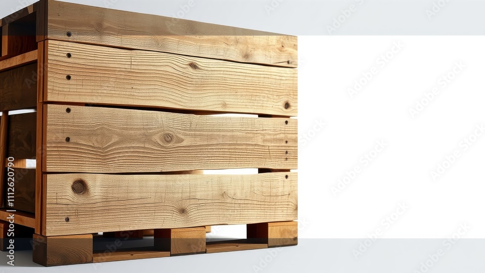 A rustic wooden crate with a pallet base, showcasing the natural grain and texture of the wood A rustic wooden crate with a pallet base, showcasing the natural grain and texture of the wood