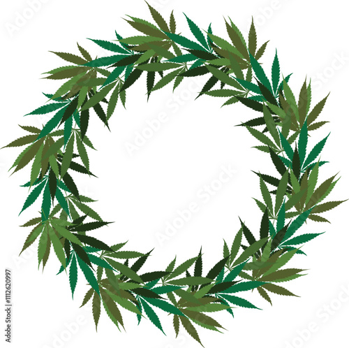 Wreath of hemp leaves.