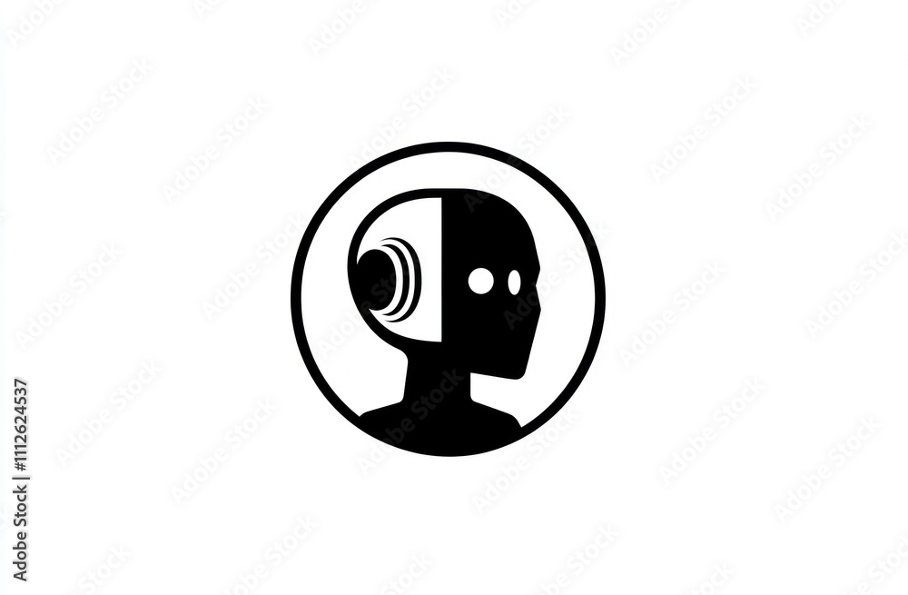 Obraz premium Futuristic AI head profile, robotic, technology, brain.
