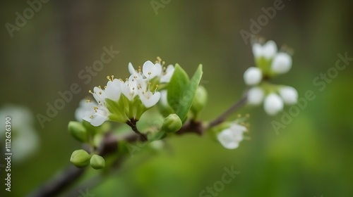 Delicate White Blossoms on a Spring Branch