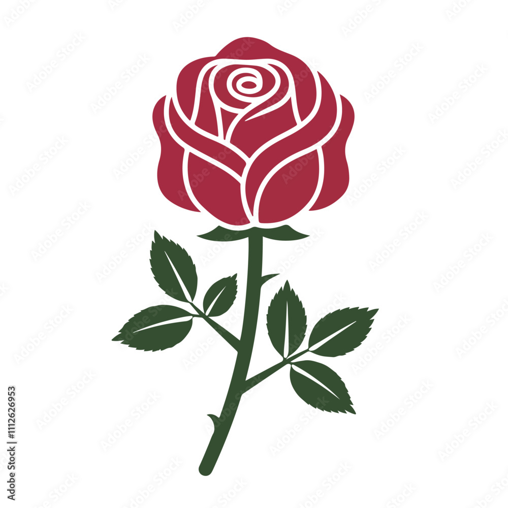 Roos flower silhouette vector white background