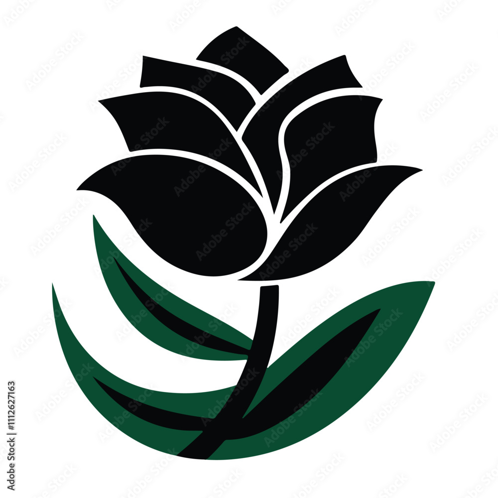 Roos flower silhouette vector white background