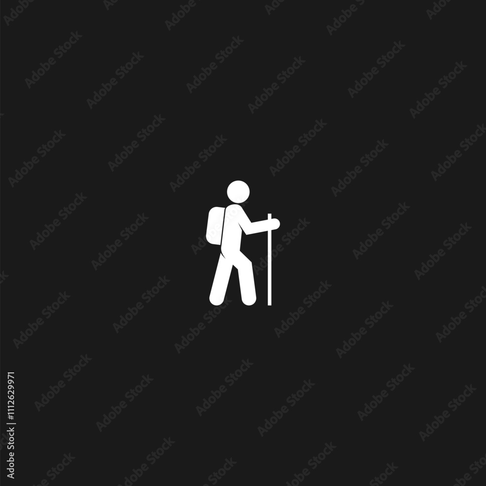 Hiking exercise icon isolated on dark background Hiking exercise icon isolated on dark background