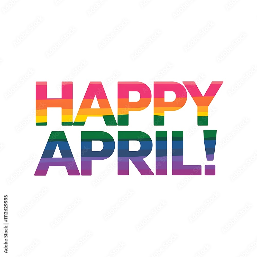 Fototapeta premium Happy April Rainbow Text Graphic Design