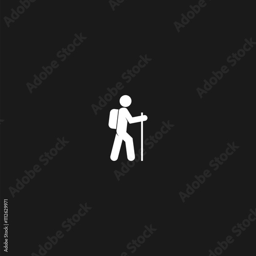 Hiking exercise icon isolated on dark background