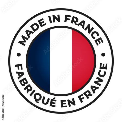 Made In France stamp, sticker with National Flag