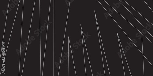 Abstract black and white geometric random chaotic lines with many squares and triangles shape. Metal grid isolated on the white background. Banner with geometric shapes, lines, stripes and triangles.
