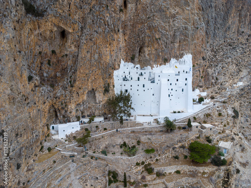 Panagia Chozoviotissa, orthodoxes Felsenkloster auf der griechischen Kykladen Insel Amorgos, Griechenland, Europa
