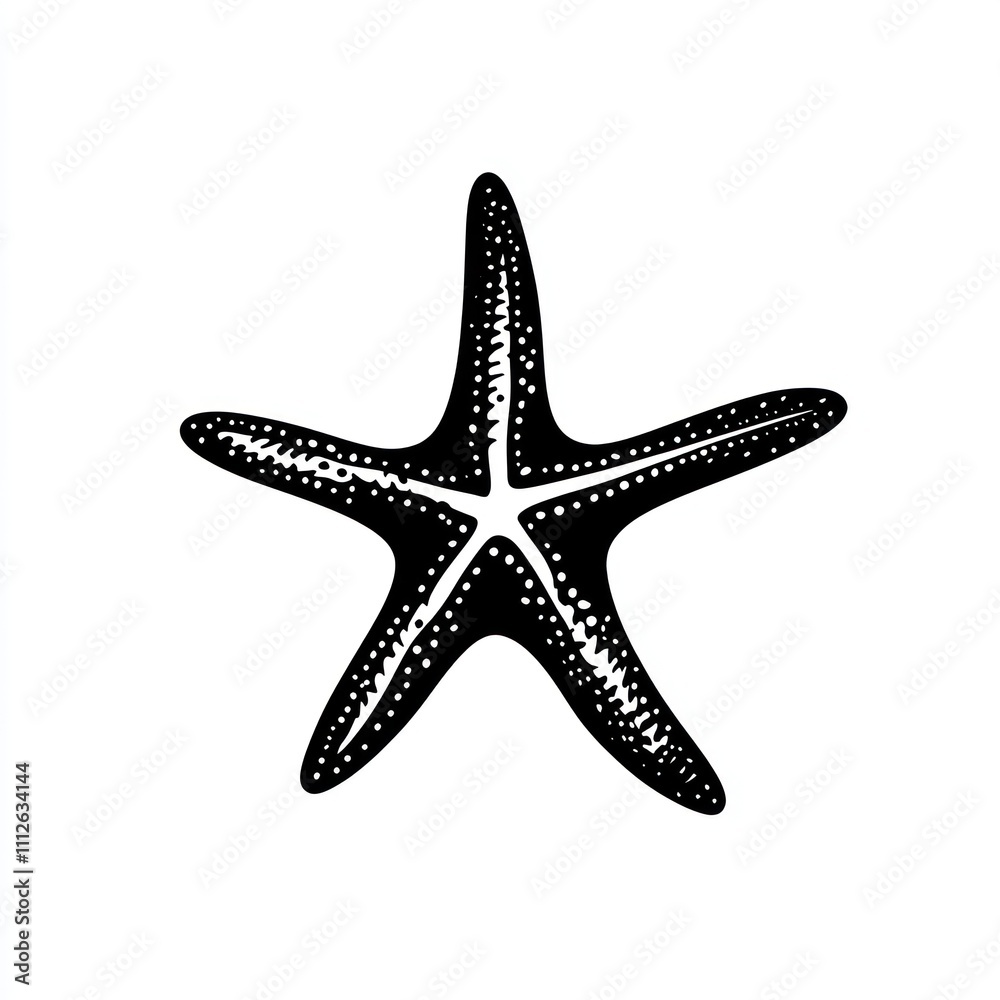 Black and white illustration of a starfish. Black and white illustration of a starfish.