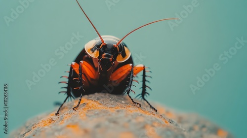 Close-up of a vibrant cockroach. photo