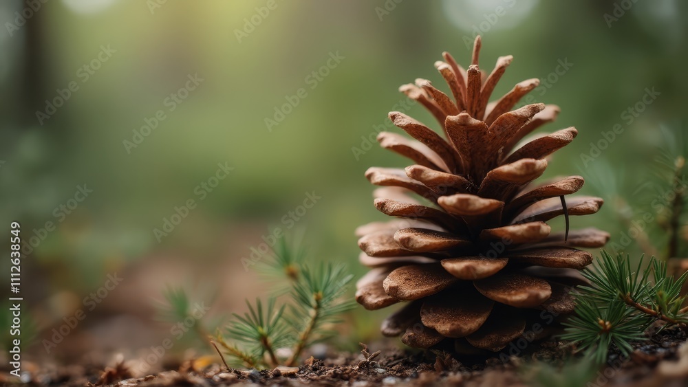 A pine cone sitting on the ground in the woods A pine cone sitting on the ground in the woods