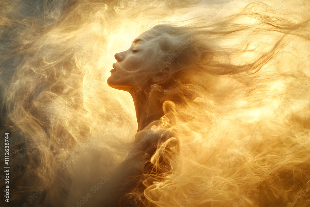 Mystical Motion: Ethereal Glow with Golden Light Flares in Celestial Space Mist Mystical Motion: Ethereal Glow with Golden Light Flares in Celestial Space Mist