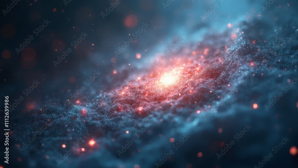 Fototapeta premium a red and blue nebula with stars in the background