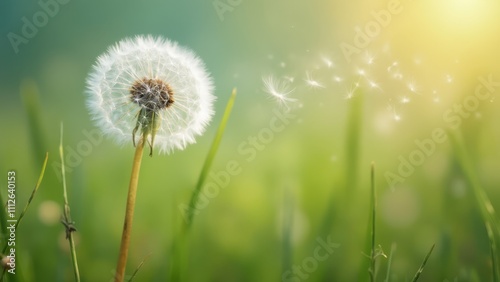 Wallpaper Mural A dandelion blowing in the wind on a green field Torontodigital.ca
