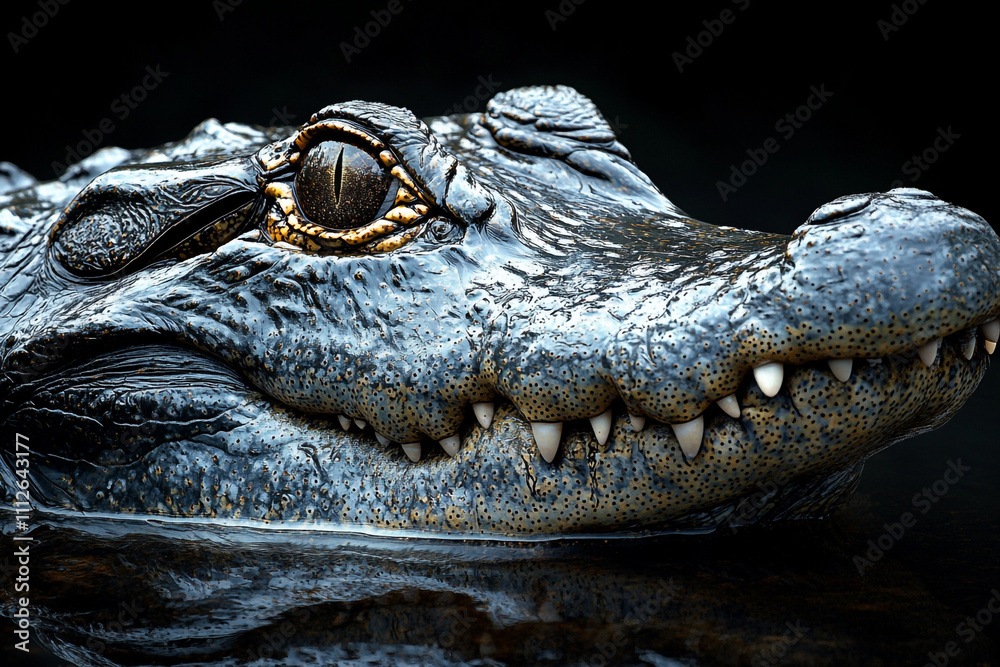Obraz premium Alligator Head Close Up In Dark Water