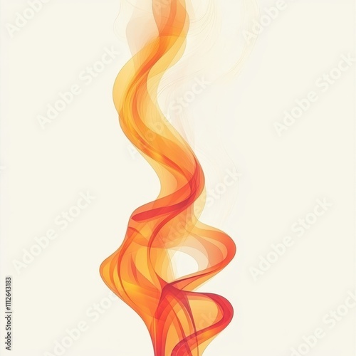 White backdrop, dynamic fire flames, flat design illustration