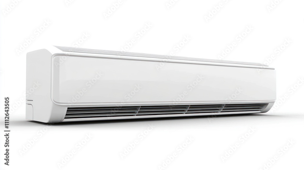 Modern wall-mounted air conditioning unit for cooling. Modern wall-mounted air conditioning unit for cooling.