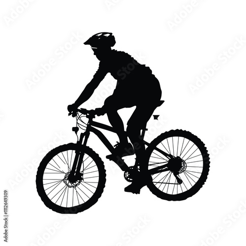 Cyclist Ride Cycle Silhouettes set Clipart on a white Background