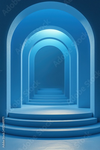 Elegant blue gradient background with geometric arch layers