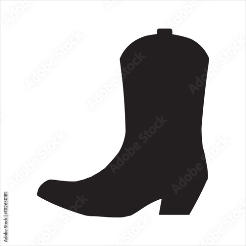 Cowboy boot silhouette on white background
