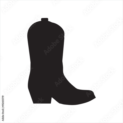 Cowboy boot silhouette on white background
