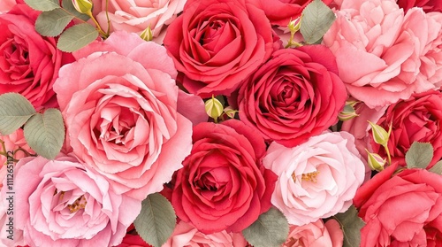 Artistic watercolor arrangement of red and pink roses, red, arrangement, bouquet, roses