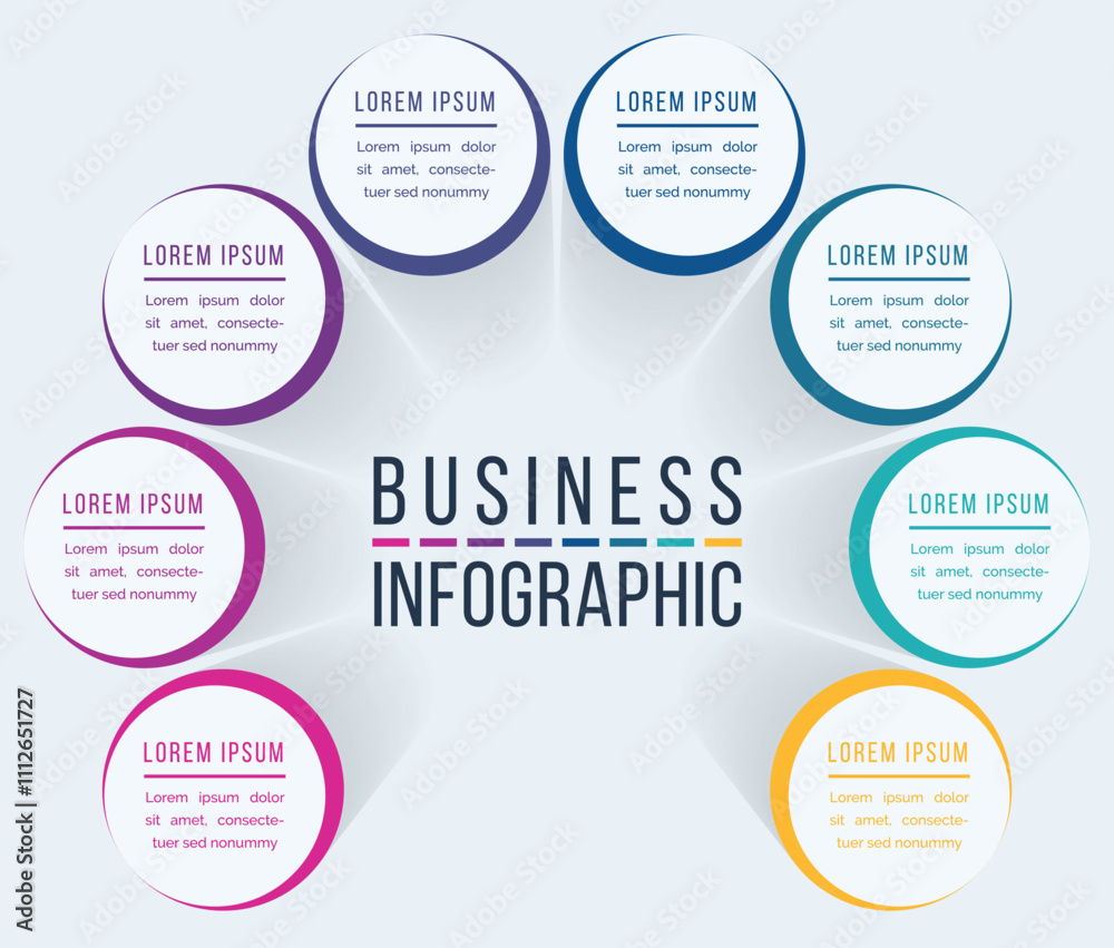Circle Infographic design 8 steps, objects, elements or options business information Circle Infographic design 8 steps, objects, elements or options business information