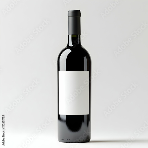 Wine bottle mockup with a blank white label