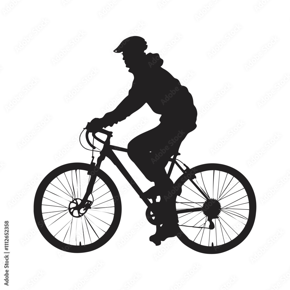 Fototapeta premium Cyclist Ride Cycle Silhouettes set Clipart on a white Background