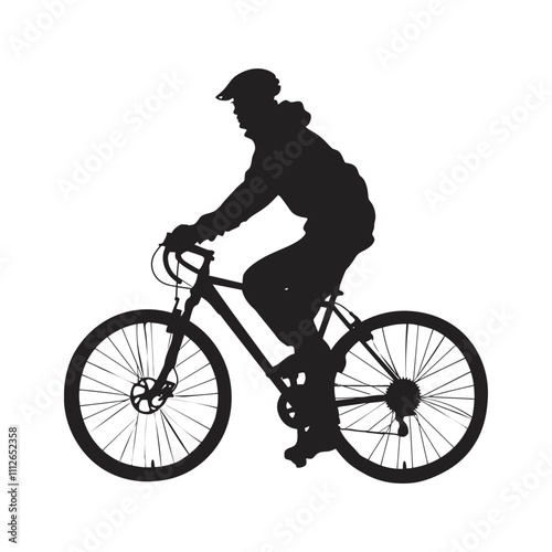 Cyclist Ride Cycle Silhouettes set Clipart on a white Background
