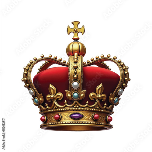 A Royal Crown with Cross and Pearls