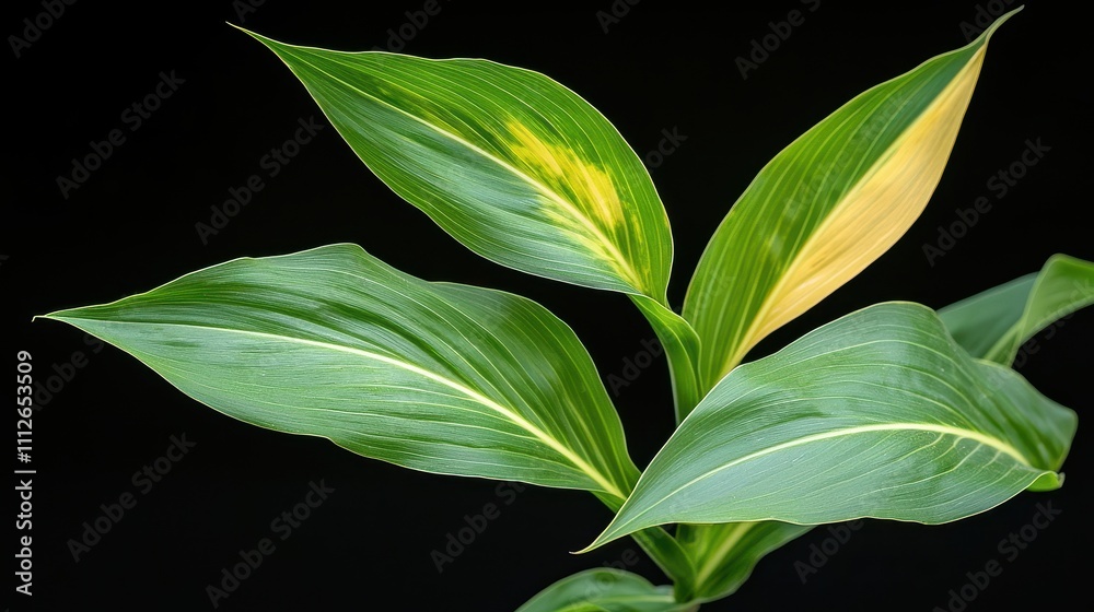 Obraz premium Nutrient Deficiency in Plants Concept, Yellowing and Withering Leaves on Maize Plant Highlighting Causes of Plant Stress and Damage