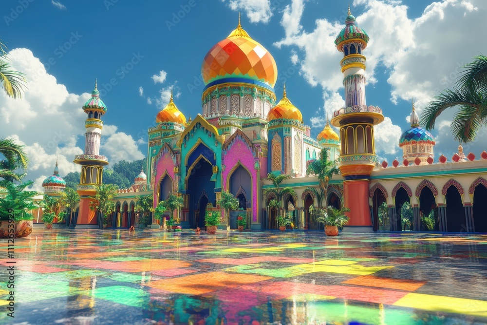 Obraz premium Vibrant palace with colorful architecture