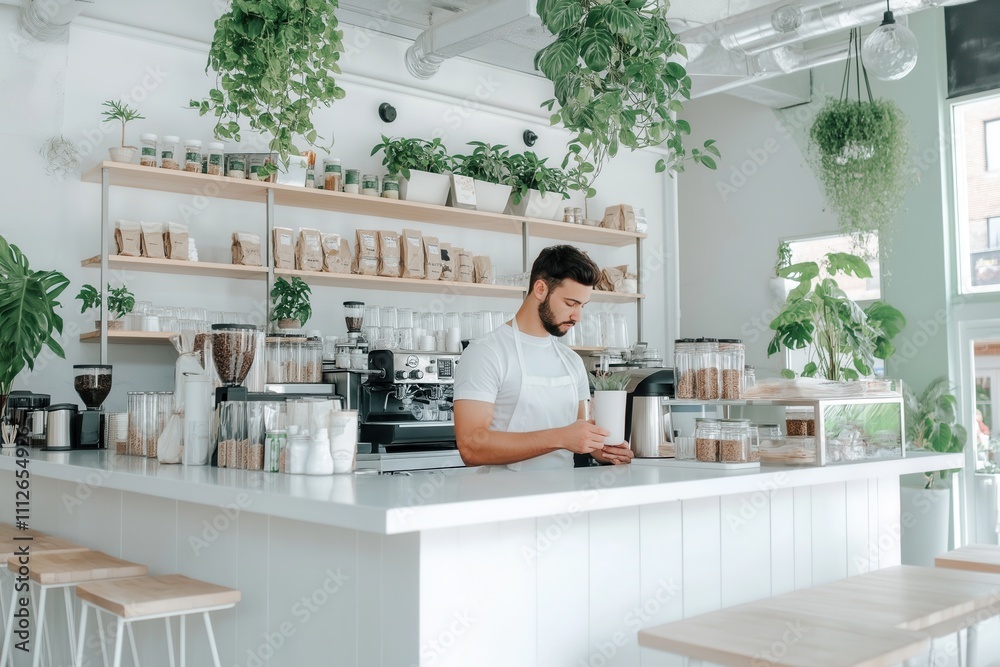 A man is currently standing behind the counter in coffee shop that is bustling with activity and delicious aroma of brewed coffee. Milk Consumption Trends, Lactose Intolerance and Dairy Alternatives A man is currently standing behind the counter in coffee shop that is bustling with activity and delicious aroma of brewed coffee. Milk Consumption Trends, Lactose Intolerance and Dairy Alternatives