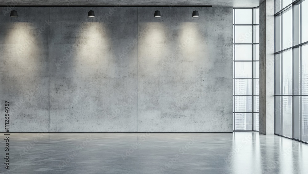 Modern Concrete Room with City View Modern Concrete Room with City View